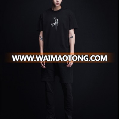 Custom Oem Scoop Neck Plain Blank Summer Black T Shirts With Logo Printing